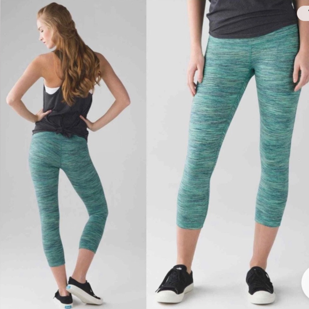Lululemon Wunder Under Crop (Hi-Rise) Space Dye Camo Alberta‎ Lake Fresh Teal 4
